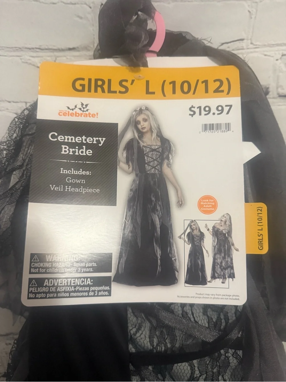 Halloween Girls' Cemetery Bride Costume Dress - Black large spooky gothic